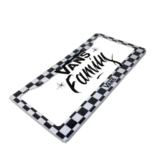 VANS License Plate Cover Frame Family Exclusive Black White Check VN000DNSN0A1 - Picture 2 of 7